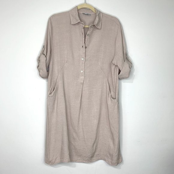ELENA BALDI Italian 100% Natural Linen Dress Sz XS - Picture 2 of 9